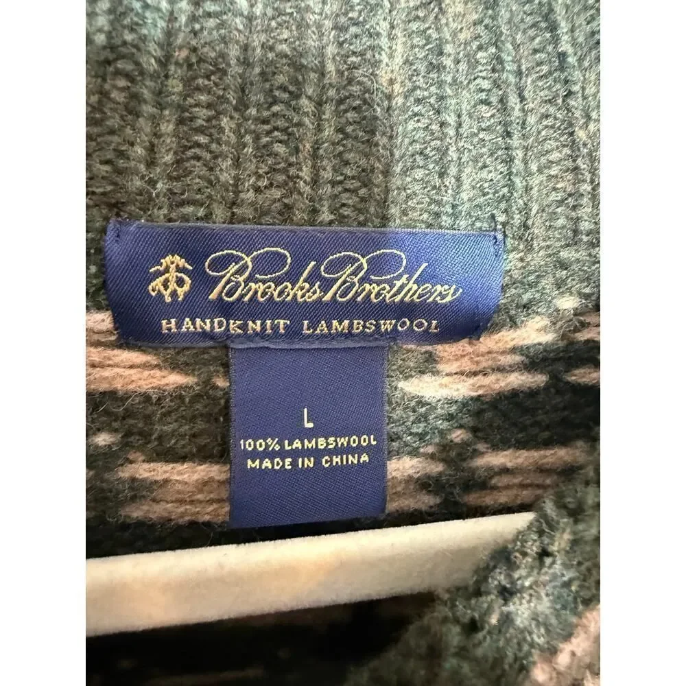 VTG Brooks Brothers Handknit Lambswool Sweater Men's Sz. L